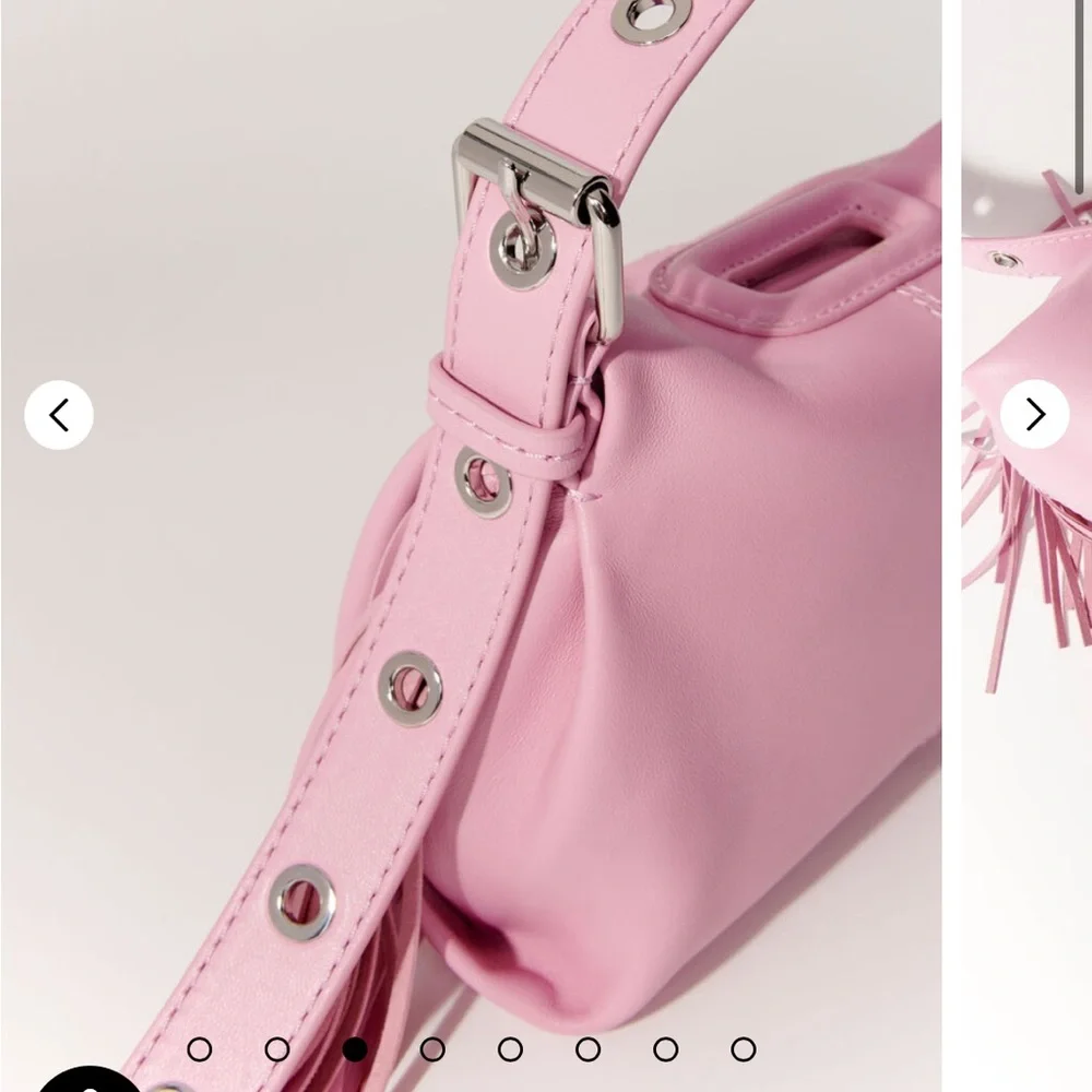NWT Maje Soft Mini Miss M Pink Shoulder Bag with Fringe Detail - Picture 4 of 6